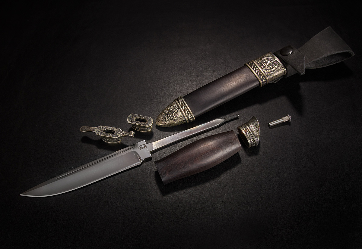 Нож НКВД дам. сталь литье граб дер. ножны